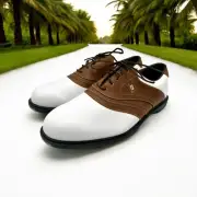 New Footjoy FJ Superlites Men's 10 Xtra-Wide White Saddle Brown 58141 Leather