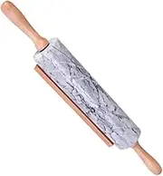 CATIEBYE Chic Marble Dough Roller with Wooden Handle Non Stick Pastry Roller for Baking for Cookies Pizza Dumplings and Fondant Kitchen Use