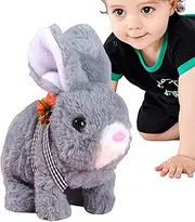 Bunny Interactive Plush Toy | Stuffed Bunny Interactive Plush Figure Toy, Electronic Pet Realistic Rabbit, Jumping, Twitching, and Shaking Ears