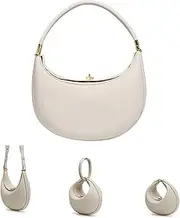 [AZURAOKEY] 3 In 1 Leather Crescent Bag for Women Designer Handbags with Hasp Closure Stylish Trendy Half Moon Bag for Women