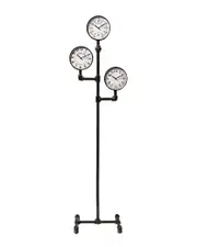 Mercana Trifect Iron Pipe 3-Face Floor Clock
