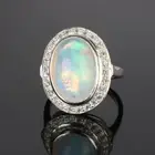 5.5 Ct. Natural Oval Shape Fire Opal & White Accent Solitaire Ring in 925 Silver