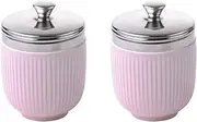 BIA International - Egg Coddler - Porcelain - Egg Poachers - Glazed Finish Design - Kitchen Gadgets - Egg Cooker - Gift Box - Celadon Pink - Set of 2