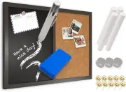 Bulletin Board-Large Cork Board 24"X16"Premium Pinboard - Chalkboard with Chalks