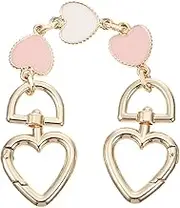 EXCEART Purse Strap Extender Alloy Metal Heart Shape Handbag Chain Handles with Metal Buckles Short Bag Extender Chain for Handbag Purse Wallet Clutch Crafts Making Pink
