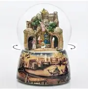 SILENT NIGHT MUSICAL NATIVITY SNOW GLOBE WITH ROTATING THREE KINGS