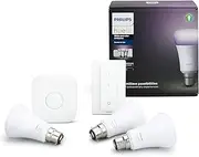 Philips Hue White and Colour Ambiance Smart Bulb Starter Kit - Bayonet Cap B22 (Compatible with Amazon Alexa, Apple HomeKit, and Google Assistant)