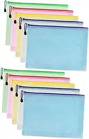NAMOARLY 10pcs Small Mesh Zipper Pouches for Organizing Documents Plastic Envelope Bags with Zipper and User Friendly Storage for Office Supplies and Travel Essentials