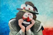 Leon Wolf Emmett Kelly Original on Canvas Weary Willy Circus Clown Hobo