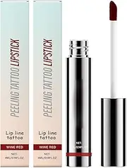 Waterproof and Anti-Smudge Lip Gloss, Long-Lasting and Anti-Falling Tear-Off Lip Liner Dye Tattoo, 4ML（0.14FL.OZ）(WINE RED,2pcs)