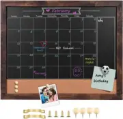 TORASO Magnetic Chalkboard Calendar Corkboard, 13" x 17" 13"×17", Brown