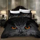 Black Owl Doona/Duvet/Quilt Cover Set King Single/Queen/King Size Bedding Sheet