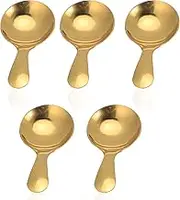 5pcs Mini Scoop for Canisters, Gold Mini Spoon Candy Scoops Stainless Steel Short Handle Spoon Salt Spoons Condiments Spoon Dessert Spoon