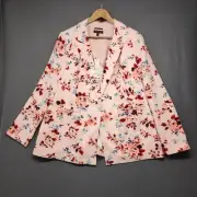 Lane Bryant The Bryant Blazer Womens 18 Pink Floral Office Career Business NEW