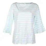 SEG'MENTS Women's Long Flowy Sleeves Tops - Mint/White Stripes