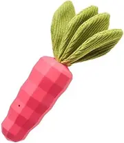 Dog Squeaky Chew Indestructible Toys for Aggressive Chewers, Rubber Carrot Tough Dog Toys for Training and Cleaning, Puppy Teething Toys, Durable Interactive Toy for Puppy Breed (Rose Red)