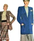 1980s Longline Blazer Duster Coat Pleated Skirt Uncut Vogue 8481 Sewing Pattern