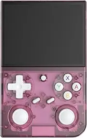 G350 Handheld Game Console , 3.5 Inch IPS Screen Linux System 3200 mAh Battery 4371 Games Preloaded , Portable Retro Video Games Console Support Wired Controller and Earphone (Transparent Pink)