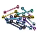 Solid Titanium Piercing Barbells 14G - Tongue or Nipple Piercings pack of 12