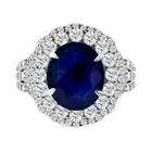 12x10 Natural Sapphire &Topaz Halo Ring in Platinum Over Sterling Silver Size 8