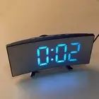LED Alarm Clock Digital ElectronicAlarm Clock Curved Screen Mirror Tempe Date bb