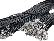 [Milcraft] Woderful 20Pcs Black Braided Leather Cord Rope Necklace Chain with Lobster Claw Clasp 2.0mm 22''