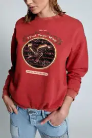 NEW OneTeaspoon ONETEASPOON Womens Moblack Find Your Way Unisex Sweater - Red