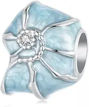 [Generic] Blue Sea Shell Charm Bead Conch Ocean Genuine 925 Sterling Silver Compatible With Bracelet