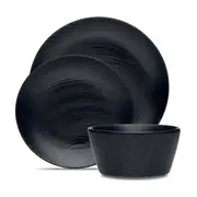 Noritake Black on Black Dune 12 Piece Dinner Setting for 4