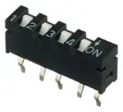 Apem SIP SWITCHES 5Pcs 10mA 5V DC 4-Positions SPST, PCB Mounting, Slide Actuator