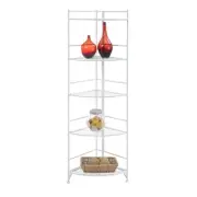 Convenience Concepts Xtra Storage Five-Tier Folding Corner Shelf in White Metal