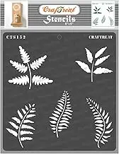 CrafTreat Fern Leaves Stencils for Painting on Wood, Canvas, Paper, Fabric, Floor, Wall Art and Tile - 6x6 Inches - Reusable DIY Art and Craft Stencils for Painting Flowers and Leaves at Home Decor