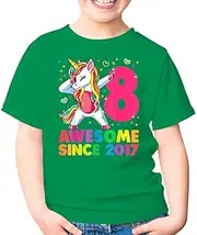 [Generic] 8 Years Old Unicorn Dabbing 8th Birthday Girl Unicorn Party Unisex Kids Shirt Gift Boy Girl