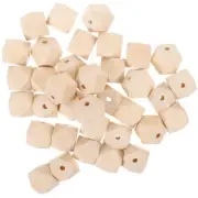 50 Pcs DIY Unfinished Wooden Beads Wooden Beads Octagon Wooden Beads