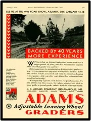 Adams Motor Graders of Indianapolis NEW Metal Sign 24"x30" USA STEEL XL Size