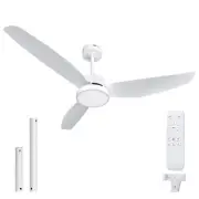 52 Inch Ceiling Fans with Lights and Remote, White LED Ceiling Fan with Quiet...