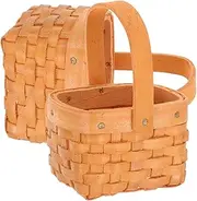 LIFKOME Versatile Mini Shopping Baskets 2pcs Wooden Handmade Baskets for Kitchen Party and Garden Decor