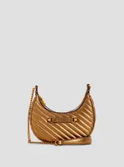 GUESS Women's Gold Sela Mini Crossbody Hobo Bag