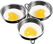 Stainless Steel Egg Poacher, 3-Cup Poached Egg Cooker, Nonstick Egg Poacher Cups, Egg Poaching Pan with Rack and Anti-Scalding Handle for Microwave Oven Stovetop, Heart-shape, Egg Poacher Pan
