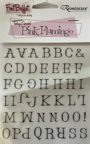 PINK FLAMINGO BLACK ALPHABET Rub-Ons(4”x13”) Reminisce•Letters•Upper/Lower-Case•