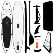 Inflatable Stand Up Paddleboard with Sail Set Black White