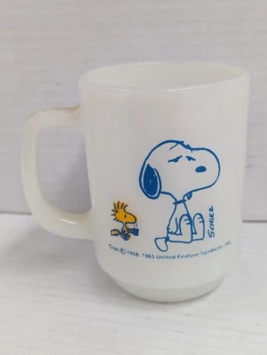 VTG 1965 SNOOPY Fire King Mug I'm Not Worth A Thing Before Coffee Break! Peanuts