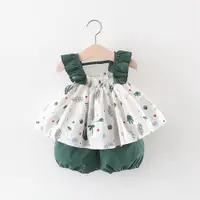 在飛比找ETMall東森購物網優惠-女寶寶夏季吊帶短褲兩件套裝2023新款韓版兒童純棉可愛連衣裙