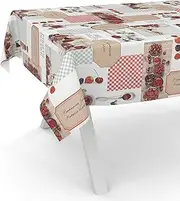 Oilcloth Tablecloth Wax Tablecloth Washable Garden Tablecloth Round Oval Square 200 x 140 cm Cut Edge Strawberries