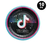 Tik Tok Music Theme 9 inch 23cm Plates 10PK - Kids Birthday Party Tableware