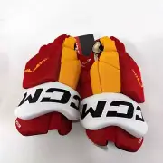 New Red and Yellow CCM Tacks Pro Gloves | 14" | Nick Meloche