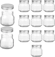 MOTRAIN 12-Pack 8oz Clear Glass Jars with Silver Lids, Airtight Mason Jars for Food Storage, Leak-Proof Design, Ideal for Jam, Overnight Oats, Spices & Wedding Favors