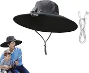 [Generic] Solar Powered Fan Hat,Wide Brim Fishing Cap | USB Charging UV Blocking Fan Hat for Hiking Camping Fishing Picnic Beach Poolside Walking
