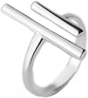 [NewZenro] Double T Parallel Bar Minimalist 925 Sterling Silver Engagement Open Ring Dainty Adjustable Simple Statement Finger Promise Eternity Rings Band Jewelry Gifts for Women Her, Metal