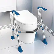 Toilet Safety Rail Toilet Frame with Handles Adjustable Bathroom Handrail for Elderly Assist Rail with Non-Slip Handles, Easy Installation, Heavy-Duty Support